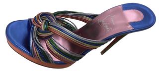 CHRISTIAN LOUBOUTIN MULTITASKI ALTA 120 PLATFORM SANDALS METALLIC HEELS SZ 37